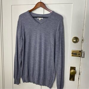 Goodthreads 100% Merino Wool Classic Gray V Neck Pullover Sweater XL
